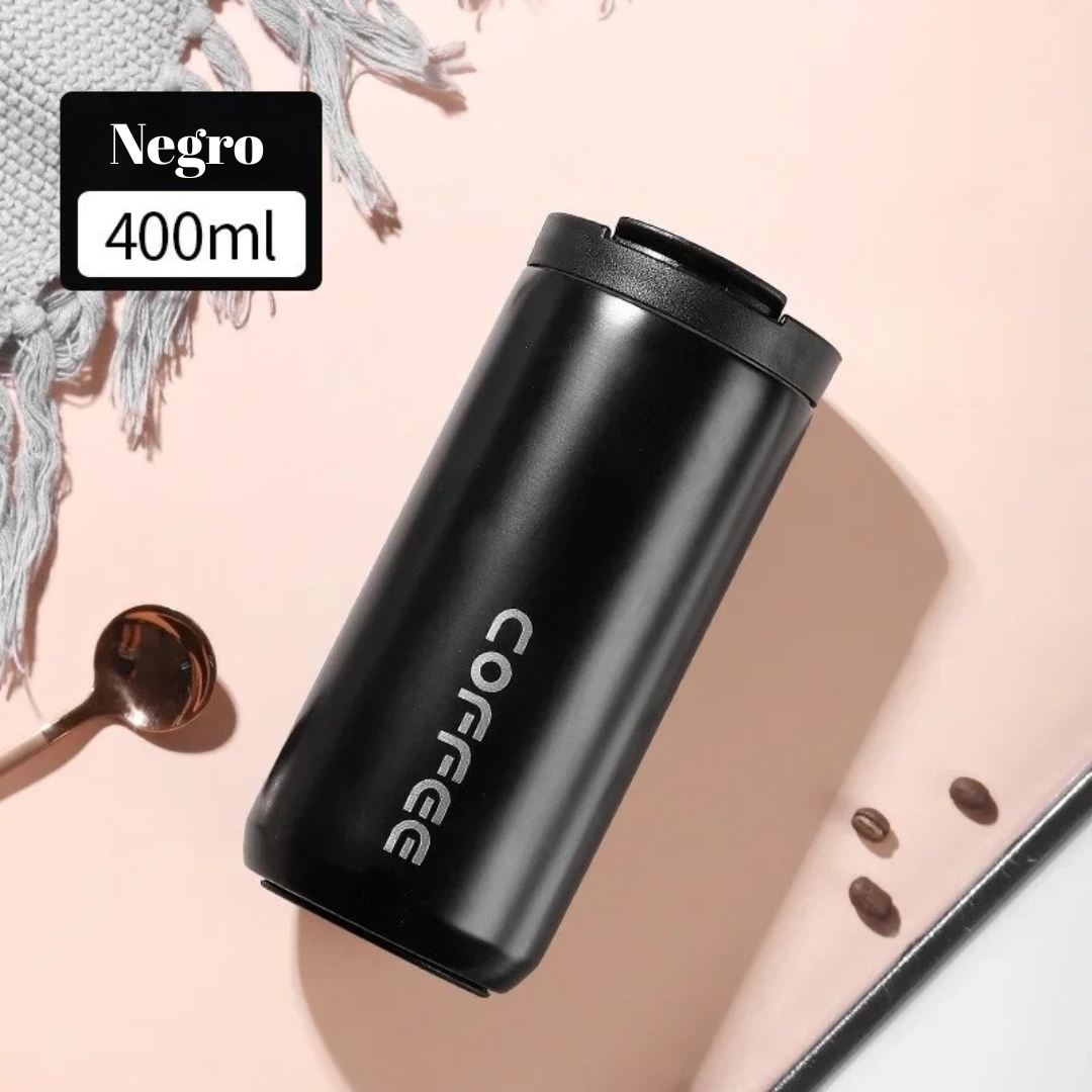 Mug termico, Termo de acero inoxidable de 400 ml, taza de café con tapa, portátil, para café, bebidas calientes,
