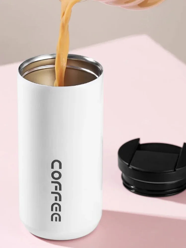 Mug termico, Termo de acero inoxidable de 400 ml, taza de café con tapa, portátil, para café, bebidas calientes,