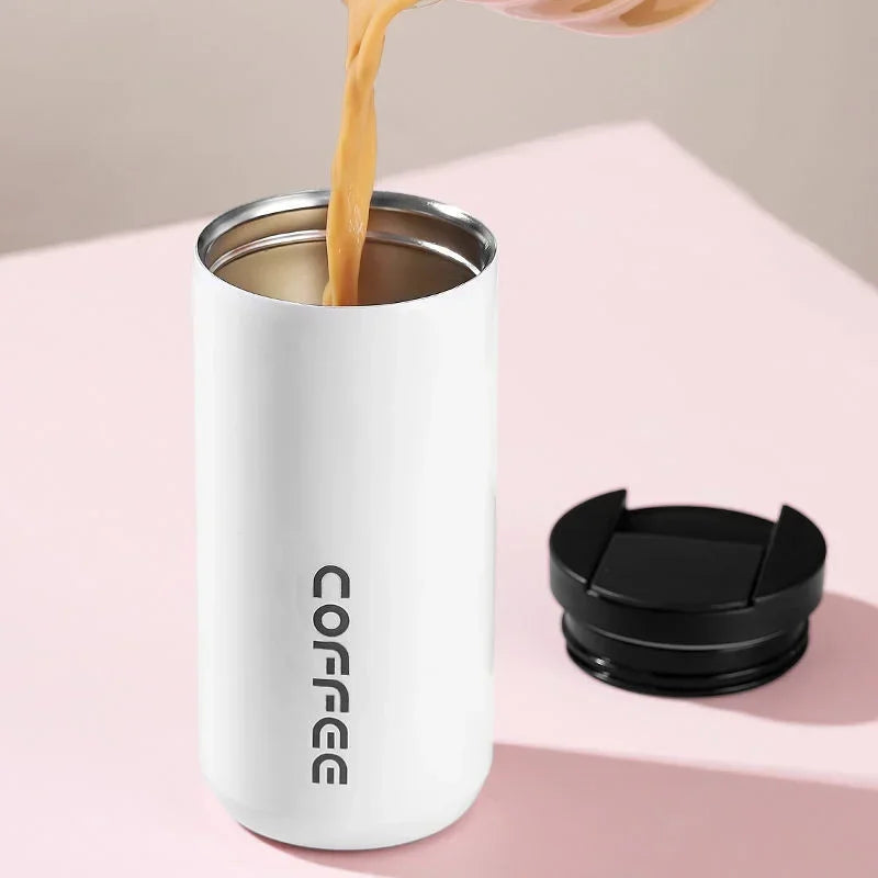 Mug termico, Termo de acero inoxidable de 400 ml, taza de café con tapa, portátil, para café, bebidas calientes,