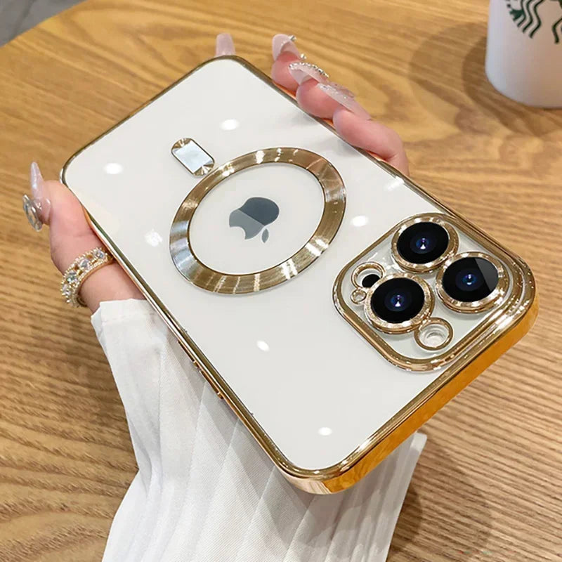 Funda magnética con revestimiento para camaras para iPhone 17, 16, 15, 14, 13, 12 y 11 Pro Max Plus, con carga inalámbrica y protector de lente.
