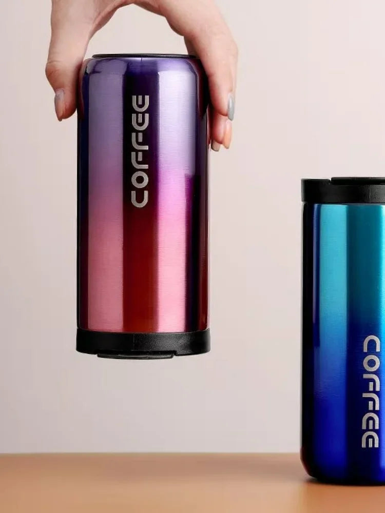 Mug termico, Termo de acero inoxidable de 400 ml, taza de café con tapa, portátil, para café, bebidas calientes,