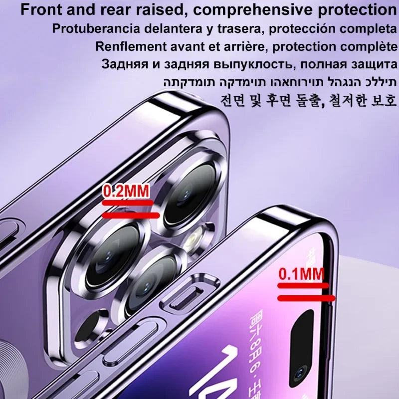 Funda magnética con revestimiento para camaras para iPhone 17, 16, 15, 14, 13, 12 y 11 Pro Max Plus, con carga inalámbrica y protector de lente.