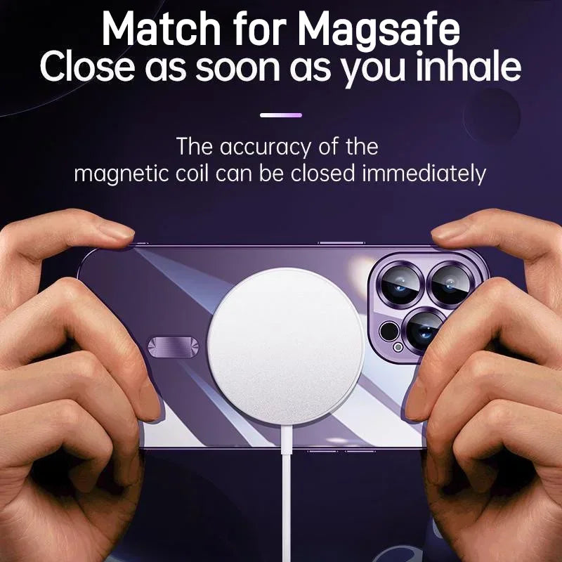 Funda magnética con revestimiento para camaras para iPhone 17, 16, 15, 14, 13, 12 y 11 Pro Max Plus, con carga inalámbrica y protector de lente.